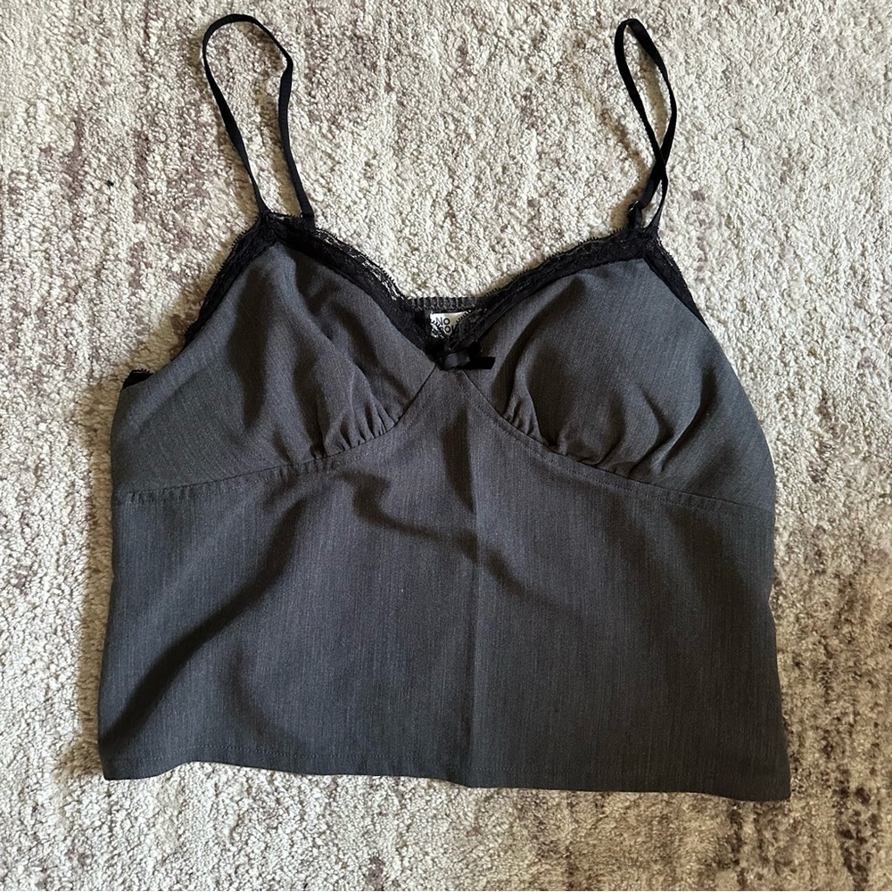 No Boundaries Black Tank Top with Lace Trim